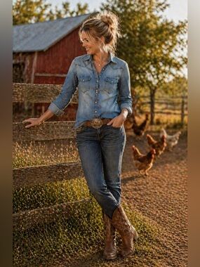 Silver Jeans Co Denim Western Shirt Women’s Small Snap Button Chambray Cowgirl